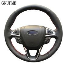 GNUPME черная искусственная кожа ручной работы прошитый чехол рулевого колеса автомобиля для Ford Mondeo Ford Focus 3- рулевая оплетка