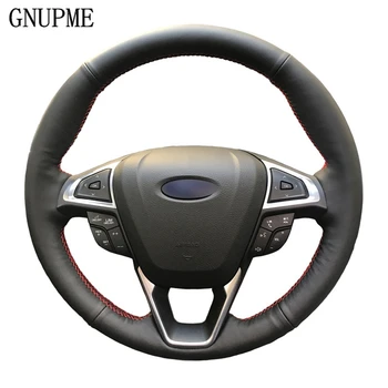 

GNUPME Black Artificial Leather Hand-stitched Car Steering Wheel Cover for Ford Mondeo Ford Focus 3 2015-2018 Steering braid