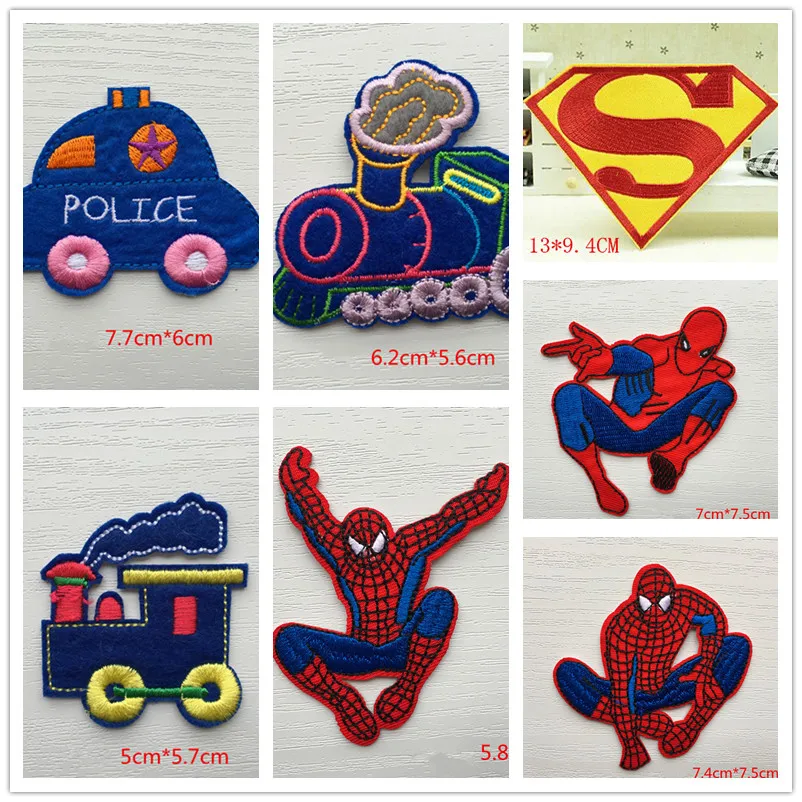 

1 Pcs Car Patches Craft Sewing Repair Embroidered Cartoon Cars and Spiderman Applique Fabric Sticker Iron On Sew On Patch
