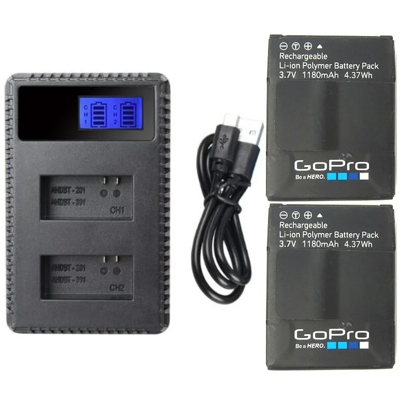 Cargador batería para cámara GoPro Hero 3/3, AHDBT 301/302, accesorios para GoPro, paquete de batería Original, pez payaso, cargador Dual - AliExpress Productos electrónicos