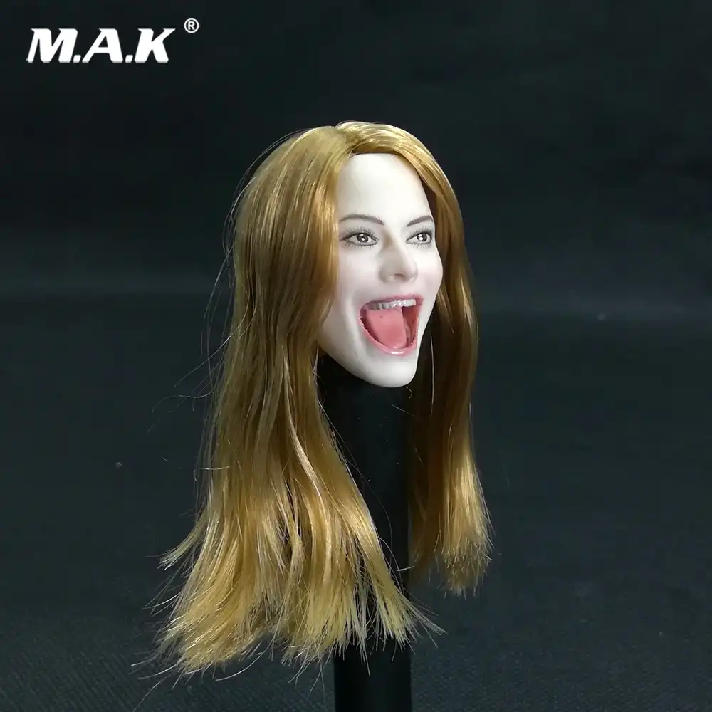 Beauty Girl Singer Head Carving W Blonde Hair Open Mouth Beauty