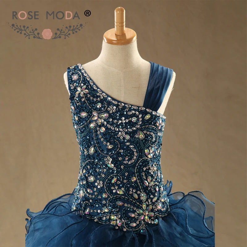 Роза Мода Роскошные, украшенные кристаллами темно-синие пышные платья гофрированная юбка из органзы бальное платье vestidos de 15 anos