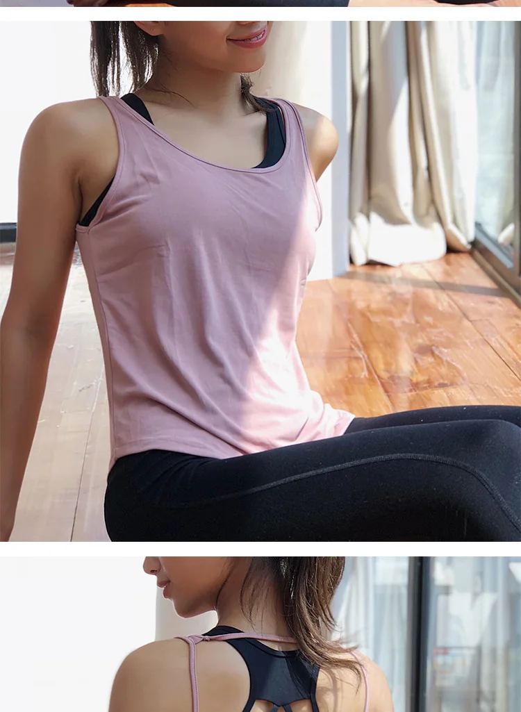 Женская рубашка для йоги, спортивный жилет для тренировок, свободные дышащие рубашки без рукавов, одежда для бега, тренировок, тренажерного зала, на бретелях, одежда для фитнеса, однотонная спортивная одежда