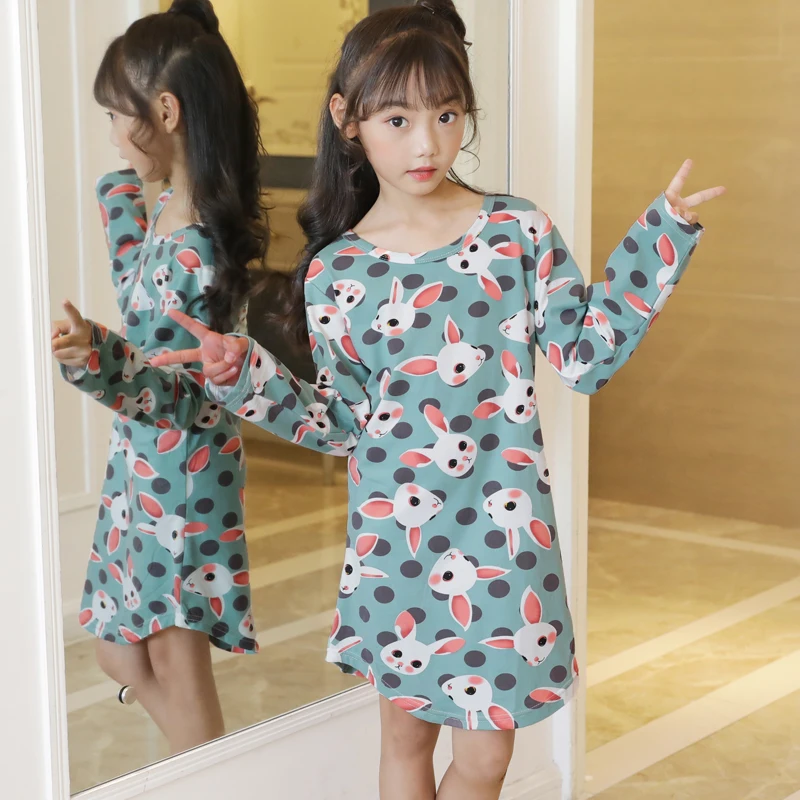 

New Arrivals 2018 Children Clothing autumn Dresses Girls Baby Pajamas Cotton cartoon Nightgown Kids Home Cltohing Girl Sleepwear
