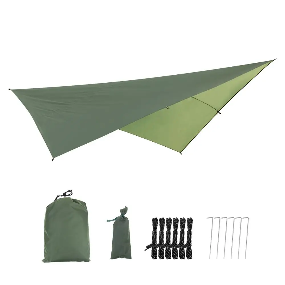 Портативный легкий Открытый Кемпинг солнцезащитный козырек гамак крышка укрытие Водонепроницаемый гамак палатка дождь муха брезент - Цвет: Army green