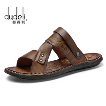 DUDELI топ качественные сандалии Мужские летние тапочки мужские босоножки из натуральной кожи Для мужчин обувь для пляжного отдыха большие размеры 38–46