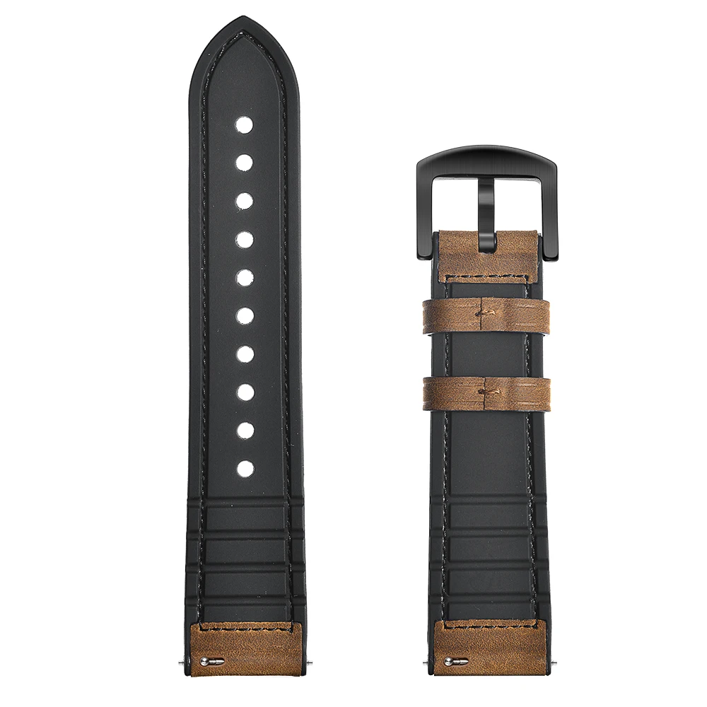 4 цвета 22 мм силиконовый кожаный ремешок для часов HUAMI Amazfit 2 мужской повседневный спортивный ремешок для наручных часов черный коричневый