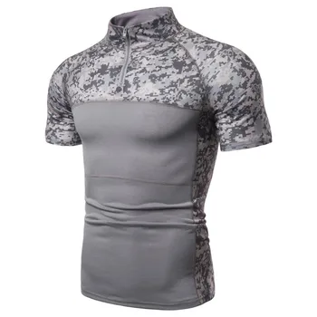 

Men's Tactical T Shirt Camo Training Military Clothes Tops Outdoor Sport Fitness Large Size Elastic T-shirt Long Short Sleeve