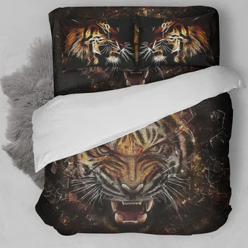 

Tiger Bedding Set Duvet Cover With Pillowcases Single Twin Full Queen King Size 3PCS Quilt Cover