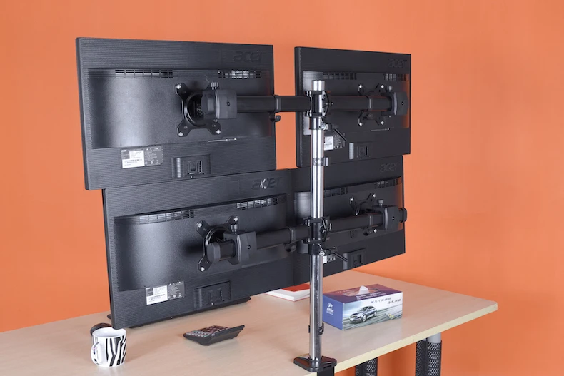 four screen 27inch lcd tv table mount monitor desk