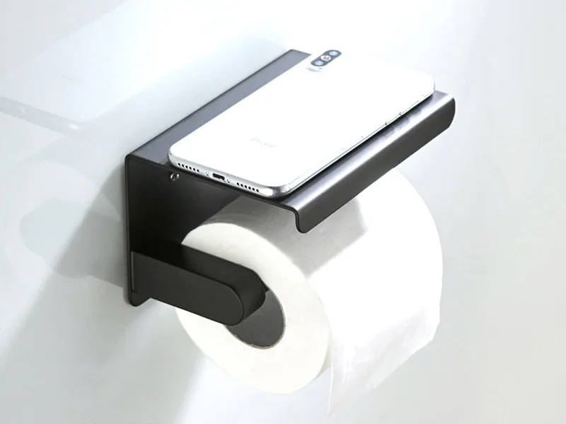 main paper holder with shelf black 4