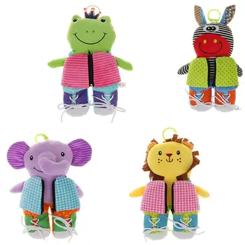 

Soft Plush Cartoon Doll Zipper Button Laces Threading Basic Life Skills Early Learning Educational Toys Gift for Children Kids