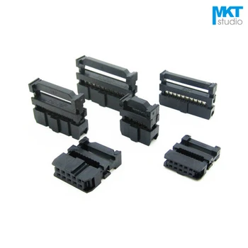 

10Pcs Female 2.54mm Pitch FC IDC Connector Socket ISP JTAG Header For Flat Ribbon Cable Sample 6P 8P 10P 12P 14P 16P 18P 20P