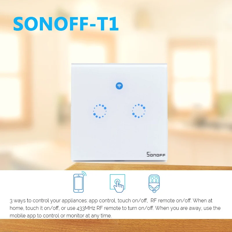 Настенный светильник ель Sonoff T1 США/ЕС Wi Fi RF/APP/сенсорное управление 1/2/3 клавиши