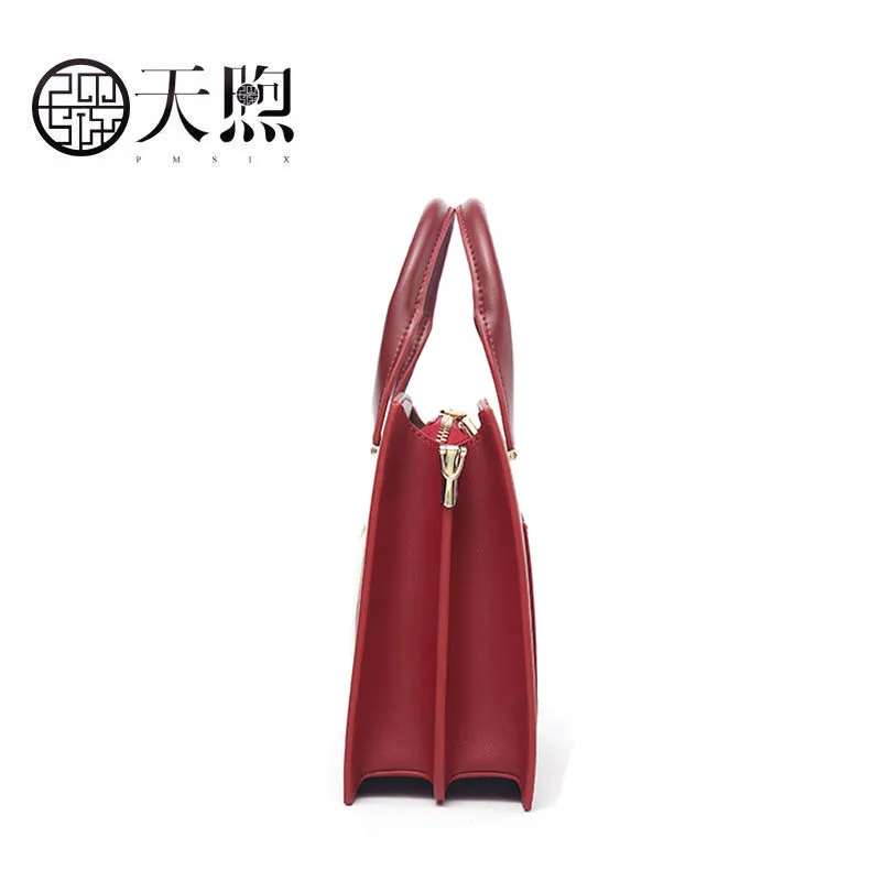 Luxus Leder Frauen Schulter Rindsleder blue Hand Taschen green Red Umhängetaschen Stickerei Mode Pmsix 2019 Designer Neue tqFxn8R