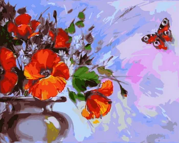 

Frameless oil painting by numbers paint by number for home decor oil picture painting 5065 butterfly and flower