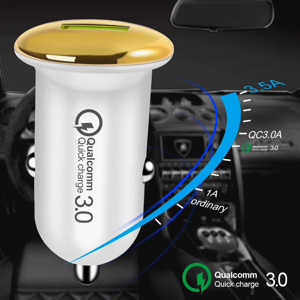 شاحن سيارة سريعة تهمة 3.0 QC 3.0 سريع محول الشحن USB سيارة-شاحن آيفون المصغّر USB نوع C كابل الهاتف المحمول شاحن