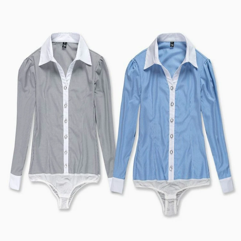 

Women Blouses Tops Fashion 2018 Autumn Long Sleeve Bodysuit Blusas Striped Formal Body Shirt Blouse For Woman Work Clothes