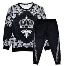 Новое поступление, модный мужской спортивный костюм в стиле хип-хоп, комплект с 3D принтом, абстрактным рисунком, толстовки с капюшоном, штаны, комплект из 2 предметов, 7XL 152 см
