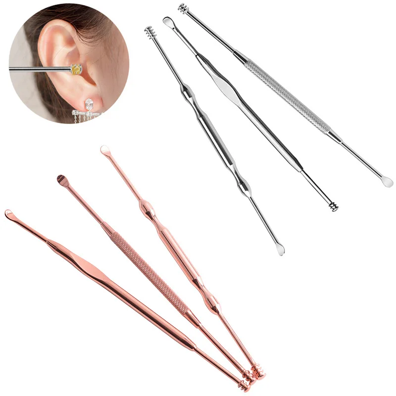 

3pcs/set Earpick Stainless Steel Earwax Cleaner Spoon Curette Remover Ear Wax Cleaning Tools for Ear Care KBD0030