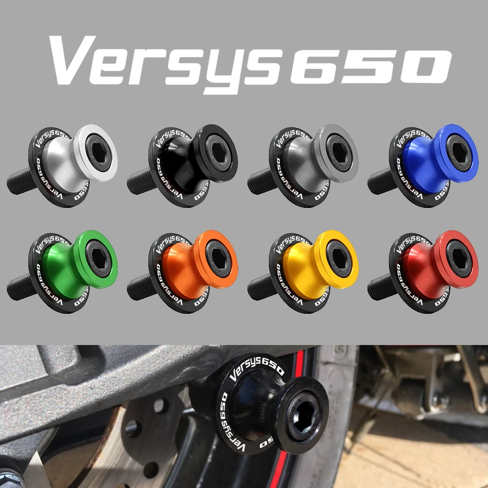 Laser LOGO (Versys 650) Motorcycle Accessories 10mm Swingarm Slider Spools CNC Aluminum Screws For Kawasaki Versys 650 Versys650