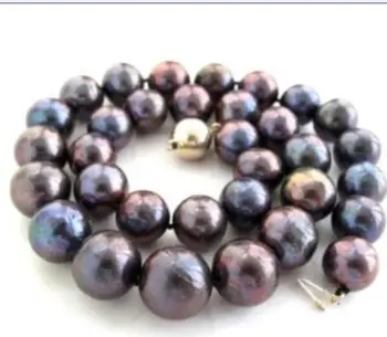

18inch huge rare 9-10mm natural freshwater black red blue pearl necklace