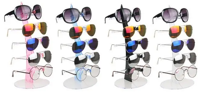 free Shipping Fashion Sail 5 Pairs Glasses Display Stand Counter Plastic Sunglasses Props Rack | Украшения и аксессуары