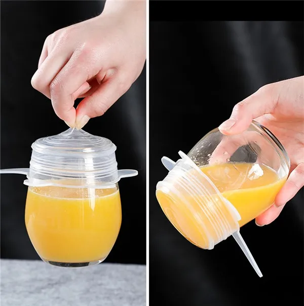 

New 6pcs Multifunctional Food Fresh Keeping Saran Wrap Kitchen Tools Reusable Silicone Food Wraps Seal Vacuum Cover Lid Stretch