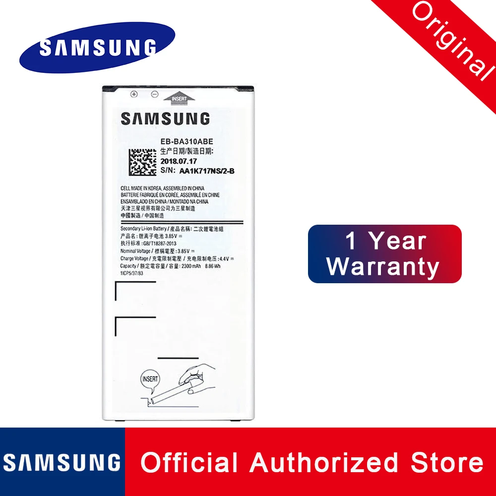 Оригинальный аккумулятор для Samsung GALAXY A3 A3100 A310F Оригинальная батарея телефона 2300
