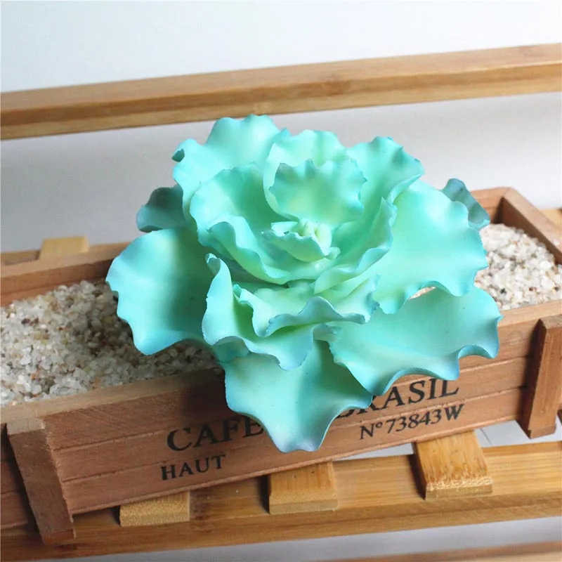 Artificial Succulent Plants Home Decoration Green Blue Plastic Faux Cactus Succulents Simulation Fake Plant Office Decoration - Цвет: gaoshalian blue