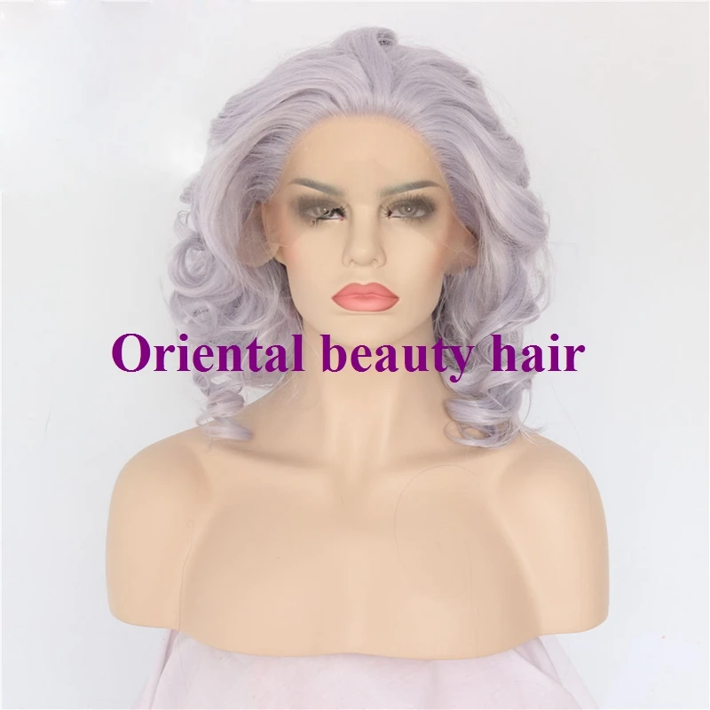 

Free Shipping Grey Color BW Glueless Futura Heat Resistant Hand Tied Lace Front Wigs Party wigs Synthetic Lace Front Wigs