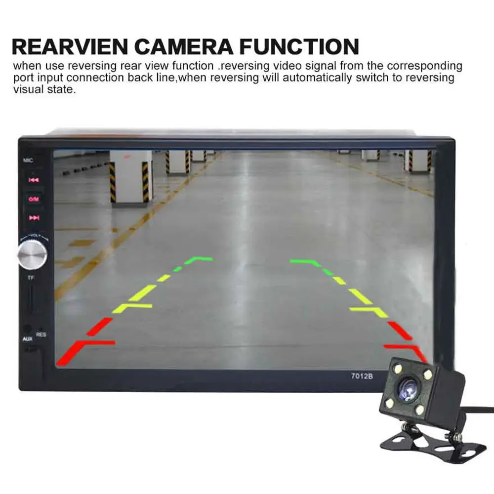 Bluetooth стерео Зеркало Ссылка Радио сенсорный 2 Din AUX/USB/FM 7 ''с тыловой камерой MP5 Автомобильный плеер Поддержка Sreering управление 12 В