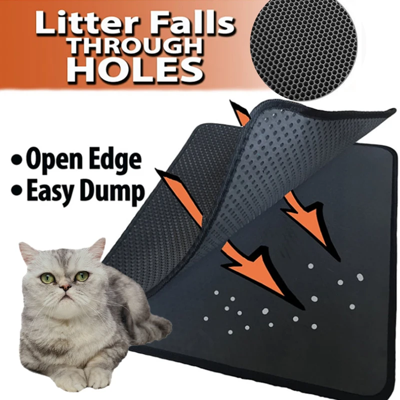 

Cat Pad Waterproof EVA Double Cat Litter Mat Clean Black/Grey Cat Litter Box Trapper Pet Rug Home Decoration Pets Cat Supplies