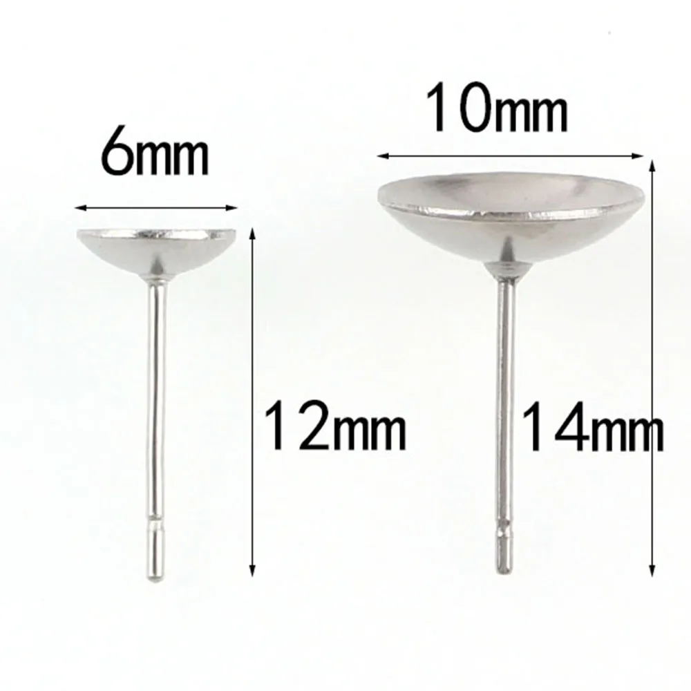 4-5-6-8-10mm-Rvs-Earring-Bericht-Stud-staal-kleur-Past-voor-Stud-oorbel-Pin