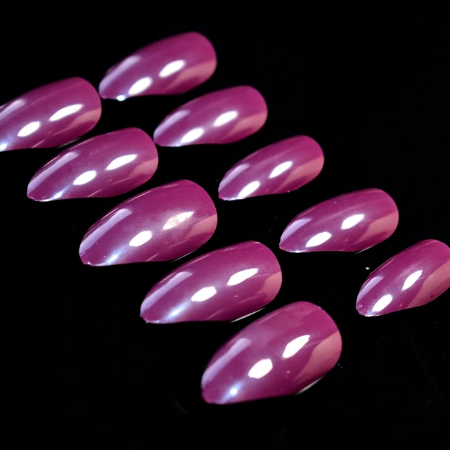 Pure Dark Purple Stiletto Nail Tips Full Cover Waterdrop Shape Pure Dark Purple Stiletto Nail Tips Full Cover Waterdrop Shape Medium False Nail Design Kits for - Pure Dark Purple Stiletto Nail Tips Full Cover Waterdrop Shape