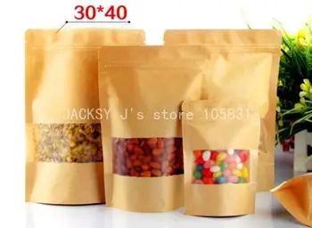 

20PCS Stand-Up Food Pouch PE Foil Lined Natural Kraft Bags with Zipper Large Size 30X40CM