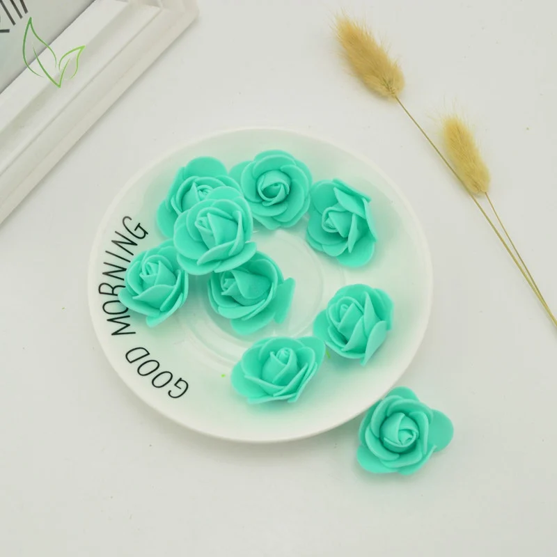 100pcs PE Foam Fake Teedy Bear Roee Head Artificial Flowers Cheap Wedding Home Decoration for Scrapbooking Gift Box Diy Wreath 