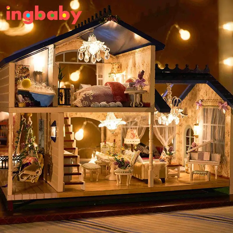 

DIY Puzzle Assembled Villa Provence Cottage Child Handmade Dollhouse Model Set Combination Boy Girl Birthday Gift WJ1010 ingbaby