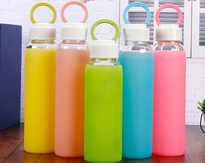 1 шт. 400 мл My Portable Bottle candy Silicone glass portable creative anti scalding heat случайный цвет бутылка для