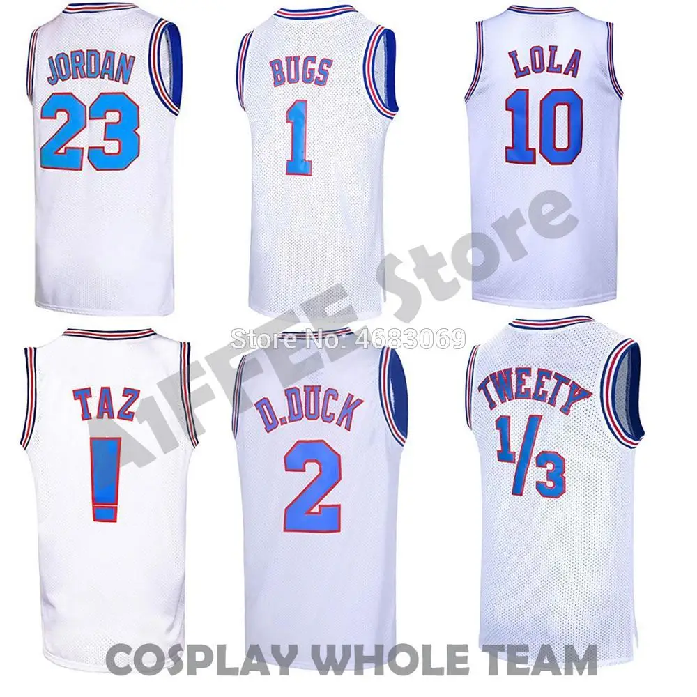 Preise Film Cosplay Kostüme Raum Jam Tune Squad #23 #1 BUGS #10 LOLA #22 Murray bunny Basketball Trikot Genäht Nummer