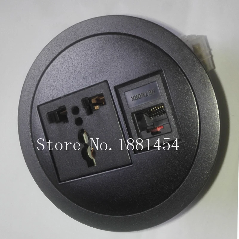 

Furniture desktop round socket with tel and internet connector cable cubby universal power furniture cable grommet