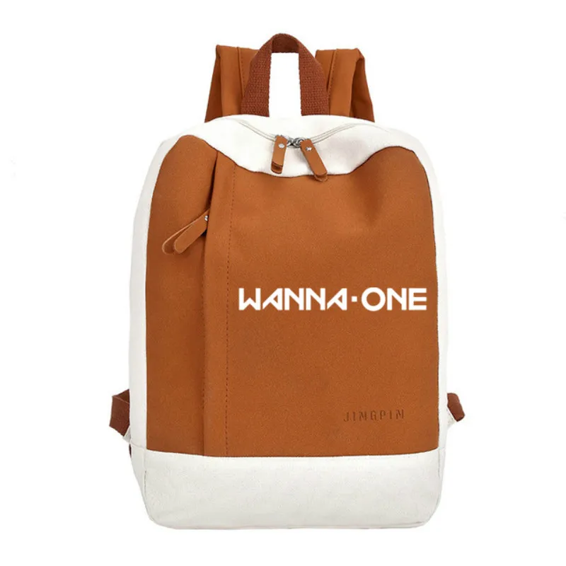 Женский тканевый рюкзак с надписью «Sac A Dos Exo Got7 Wanna One», два раза Monsta X Seventeen, черный, розовый, Harajuku, женская сумка, рюкзак - Цвет: wannaP1