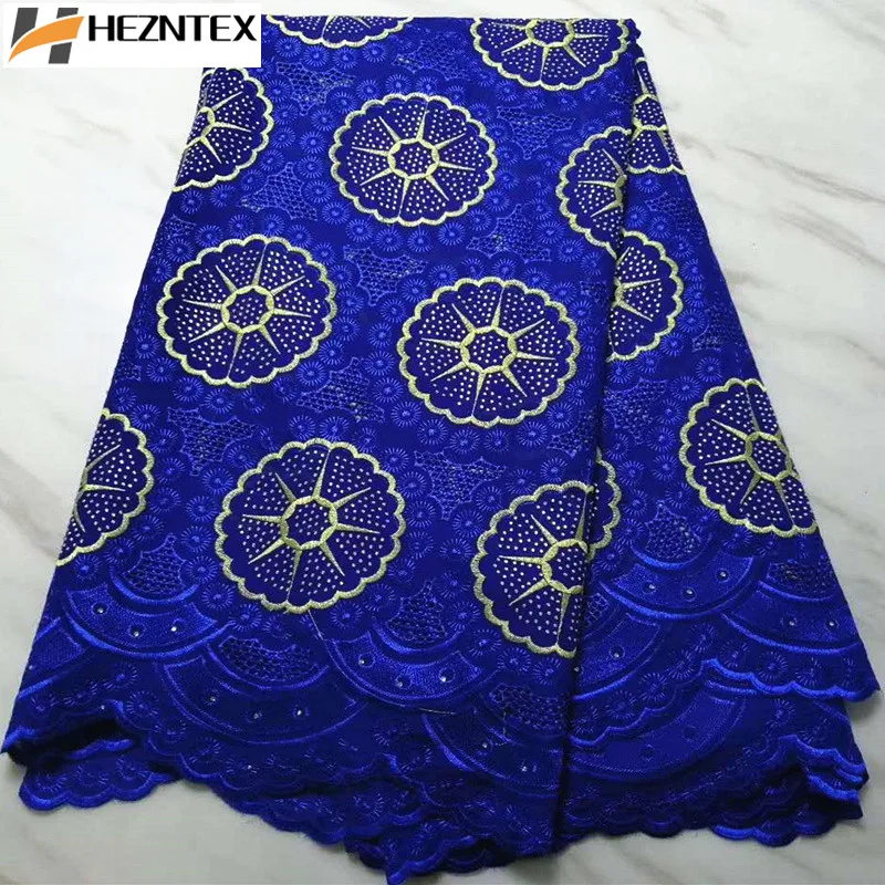 

Royal Blue African Lace Fabric Swiss Voile Laces Fabrics 2019 High Quality Cotton Lace Fabric Embroidered For Men Women PLA32-1
