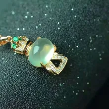 Натуральный Зеленый Пренит камень кулон S925 серебро натуральный драгоценный камень кулон ожерелье тренд прехнит женские вечерние ювелирные изделия в подарок