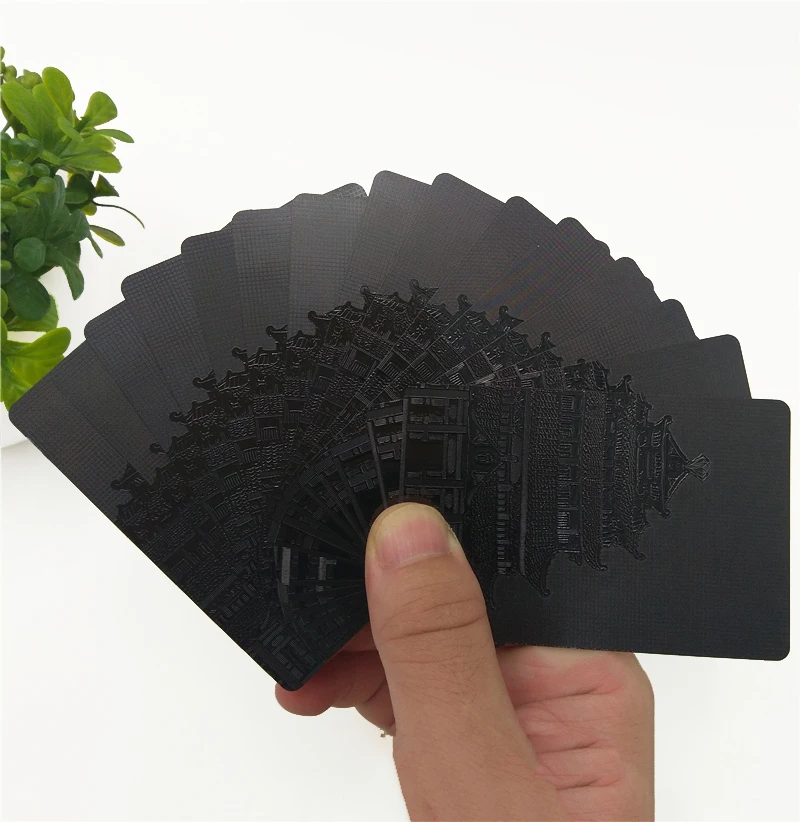 

Black Plastic Playing Cards 54pcs Waterproof Collection Black Diamond Poker Cards Creative Gift Standard Playing Cards