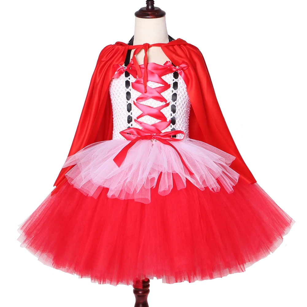 Детское платье-пачка с красной шапочкой для девочек; Детские костюмы на Хэллоуин; цвет красный, белый; нарядные карнавальные вечерние платья для девочек