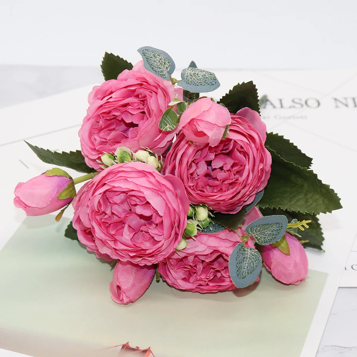 Красивые розы пионы искусственные шелковые цветы маленький букет Флорес домашние вечерние Весенние Свадебные украшения поддельные цветы - Цвет: 3
