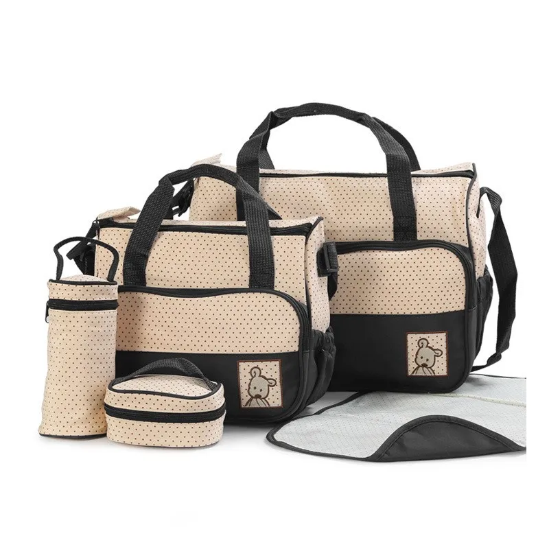5PCSSet-Fashion-Women-Shoulder-Bag-Handbags-Mummy-Bag-For-Baby-Large-Capacity-Nylon-Bags-FB0017 (1)