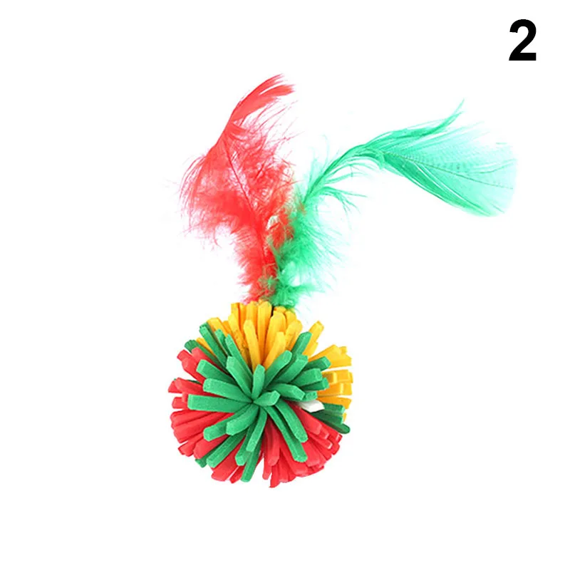 

1 Pcs Colorful Sponge Balls Cats Toys with Feathers Kitten Interactive Toys TN99
