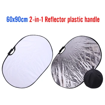 

60*90CM 2 in 1 Foldable Studio Photo Collapsible Multi-Disc Light Photographic Lighting Reflector with Carrying Bag CD15